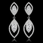 TREAZY Fashion Crystal Wedding Drop Earrings for Women Silver Color Bridal Dangle Earrings Brides Gifts Birthday Party Jewelry