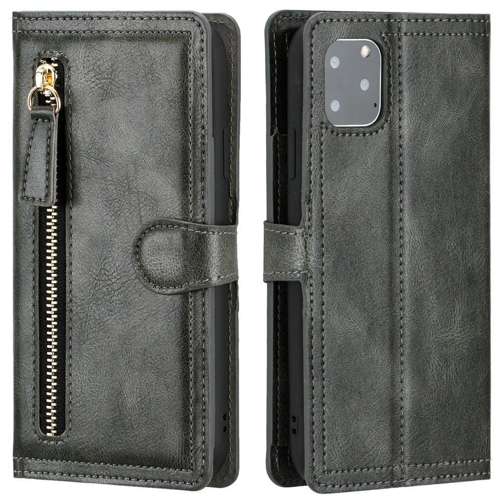 Luxury Leather Flip Wallet Case For iPhone 14 13 12 11 Pro MAX  X XS XR Card Holder Stand Cover Retro Brown Card Holder Slots Pocket Case PU Leather Magnetic Closure Kickstand Shockproof Flip Case Stevvex