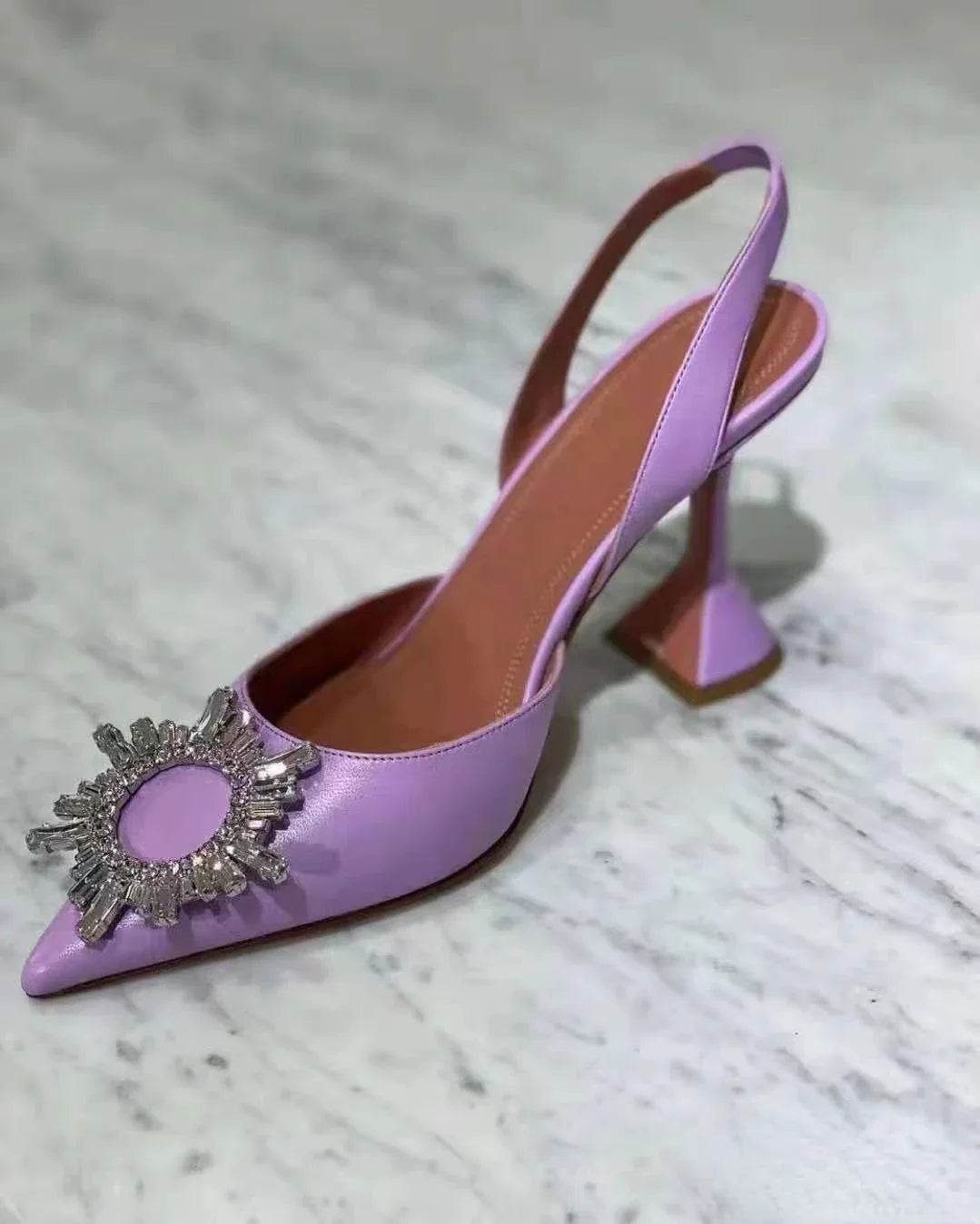 New Fashionable Half Slippers Women's Sandals Fashionable Sparkling Rhinestones Satin Wine Glass Heel Shoes Closed-Toe Slippers Lootquake LLC