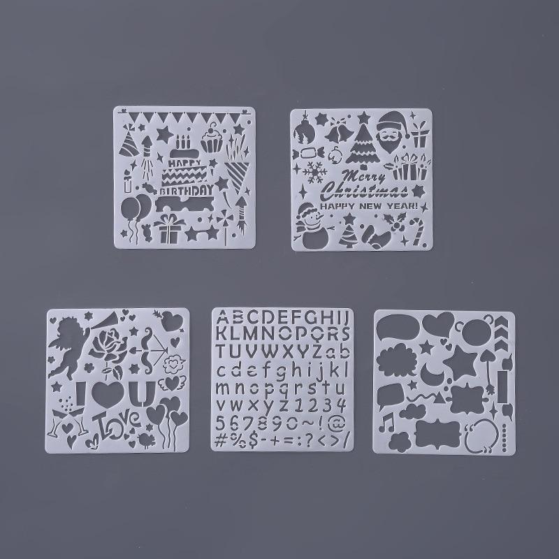 5Pcs/Set Children's Ruler Cutout Painting Template Hand Account Album Theme Lace Ruler Drawing Board Stencil Decoration Tools For Kids Drawing Education Toy - SJB-DIAMOND ELITES