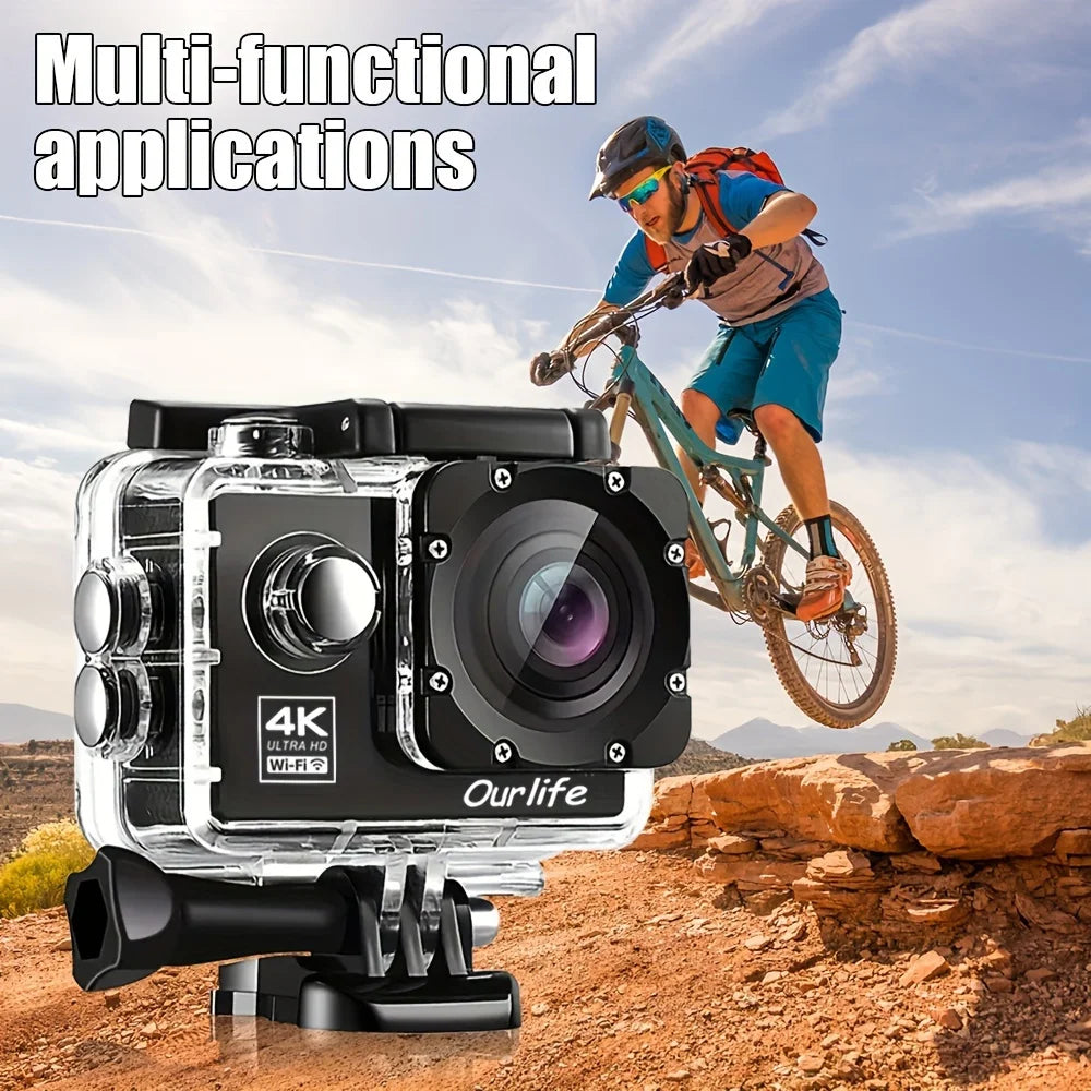 New 4K Wifi Action Camera Loop Recording 16MP Outdoor Sports Cameras with Wide Angle Lootquake LLC