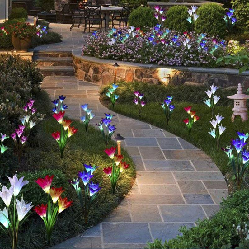 Decorative LED Solar Waterproof Modern Lamp In Shape Of Lily Flower For Garden Yard Lawn Courtyard Pathway - SJB-DIAMOND ELITES
