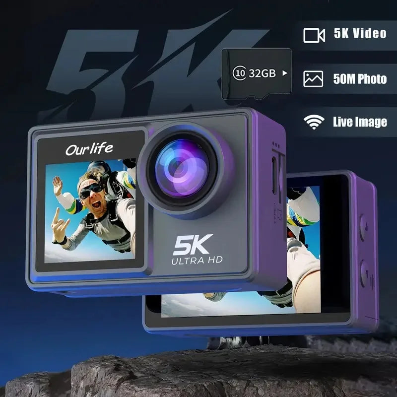 50MP photo mini wifi sport cam anti shaking 2.0 inch dual screen 5K ultra hd 1080P 120fps remote controller action camera Lootquake LLC