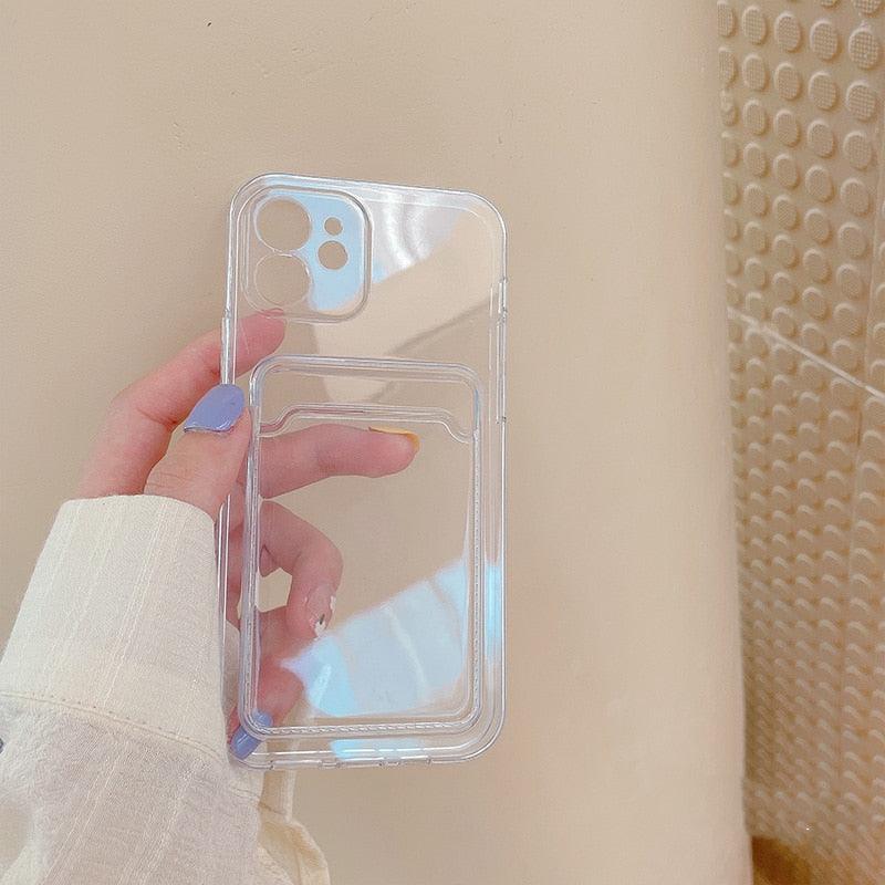 Transparent Mobile Phone Case For iPhone 11 12 13 14Mini case For iphone 11 Pro X XS Max XR 7 8 Plus SE Case Cover Soft Silicone Wallet Card Holder Stevvex