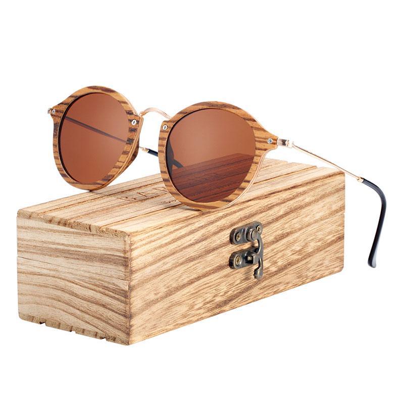 New Luxury Zebra Wood Sunglasses Handmade Round Sunglasses Polarized Eyewear  For Men and Women With UV400 Protection - SJB-DIAMOND ELITES