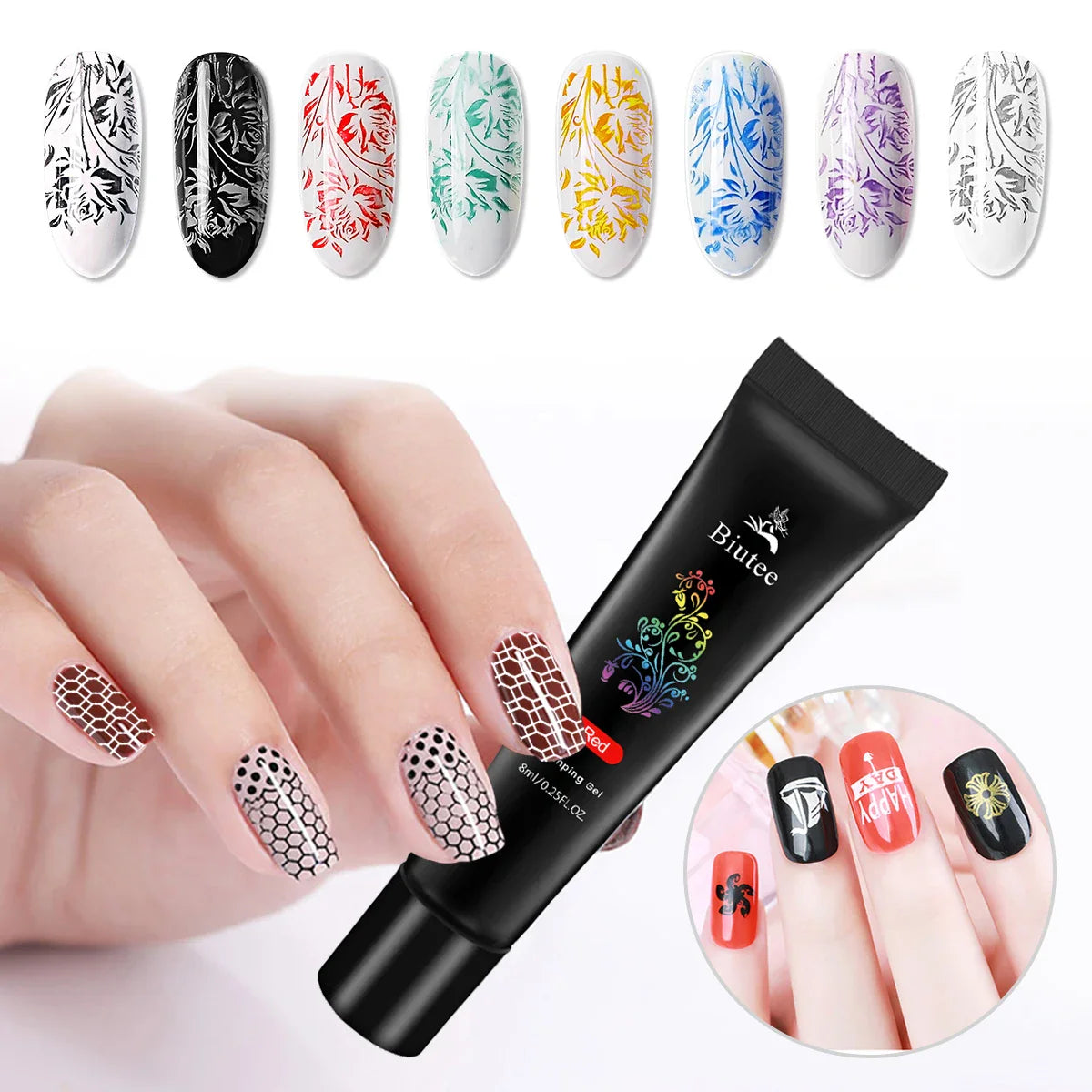 8 Colors Nail Art Stamping Gel Polish For Nail Art DIY- 8ml Stamp Print Oil UV Gel Vanish Soak Off Varnish New 2021 Manicure Gel Lootquake LLC