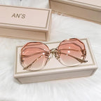 Fashion Gradient Women and Girls Modern Hexagon Metal Sunglasses For Summer In Elegant Retro Post Modern Style With UV400 Protection