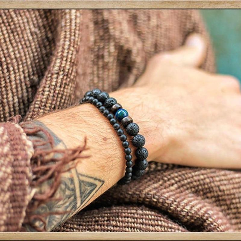 Lava Stone Men Wrist  Bracelet Natural Moonstone Bead Tibetan  Chakra Diffuser Bracelets For Men Jewelry Cool Gifts - SJB-DIAMOND ELITES