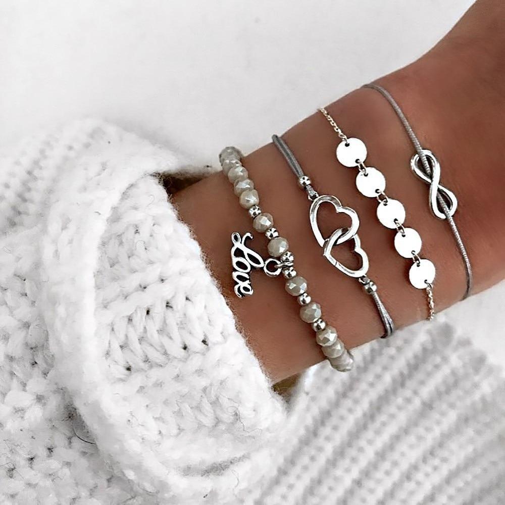 Boho Rose Map Bracelets & Bangles for Women Bohemian Round  Charm Bracelet Set Fashion Multilayer Accessories Luxury Jewelry - SJB-DIAMOND ELITES