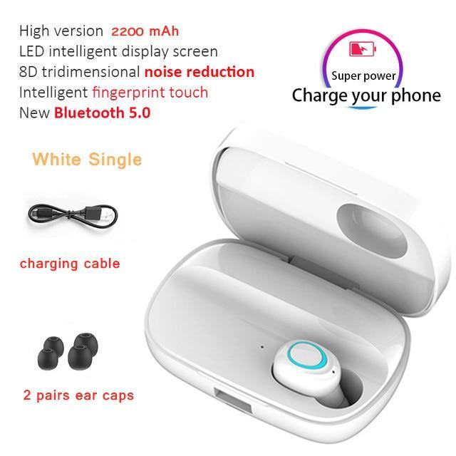 STEVVEX 3500mAh LED Bluetooth Wireless Earphones Headphones Earbuds TWS Touch Control Sport Headset Noise Cancel Earphone Headphone - SJB-DIAMOND ELITES