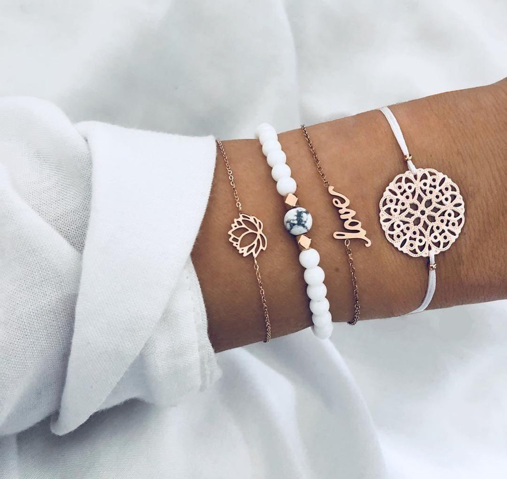Boho Rose Map Bracelets & Bangles for Women Bohemian Round  Charm Bracelet Set Fashion Multilayer Accessories Luxury Jewelry - SJB-DIAMOND ELITES