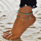 Gold Metal Shell Coconut Tree Female Anklets Barefoot Sandals Foot Summer Double Layers  Foot  Bracelets Leg Jewelry - SJB-DIAMOND ELITES