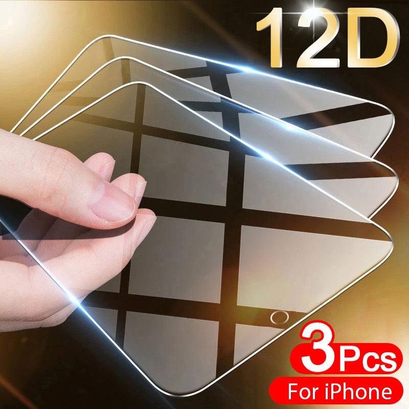 3pcs Screen Glass For Iphone 11 14 13 12 Pro Max 8 7 6 Plus 5 Screen Protector For Iphone 11 13 12 Mini Xr Xs Max Se 2020 Premium Tempered Glass Screen Protector For Iphone Stevvex