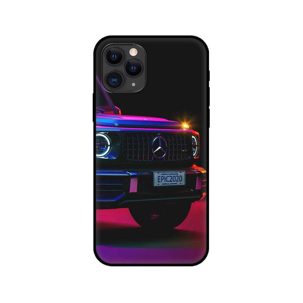 Black Case For Iphone  5 5s SE 2020 6 6s 7 8plus x 10 XR XS 11 12 13 Mini Pro MAX Silicon Cover Car Design Matte Black Silicone Back Cover For iPhone Stevvex