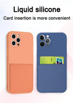 Simple Wallet Case For iphone Silicone Case For iphone 13 12 11 Pro Max Mini With Card Holder Cover Classic Silicone Full Protection Anti-Scratch Shockproof Case Stevvex