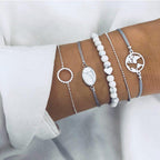 Boho Rose Map Bracelets & Bangles for Women Bohemian Round  Charm Bracelet Set Fashion Multilayer Accessories Luxury Jewelry - SJB-DIAMOND ELITES