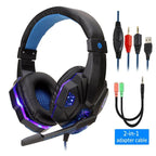 Professional Led Light Gaming Headphones for Computer Adjustable Bass Stereo PC Gamer Over Ear Wired Headset With Mic - SJB-DIAMOND ELITES