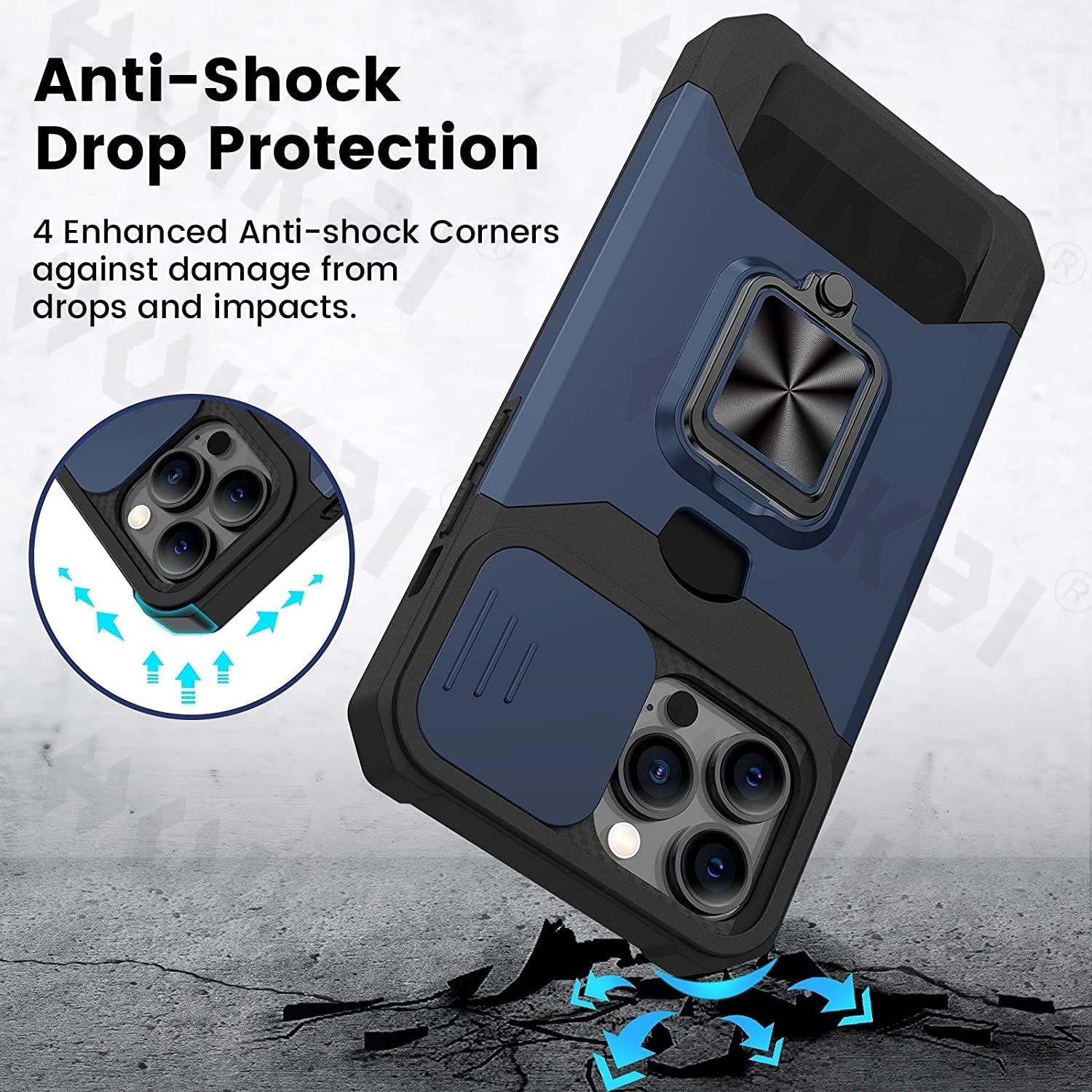 Slide Camera Cover Kickstand Card Wallet Case for iPhone11 X XS 8  Shockproof Protective Phone Case  Wallet Case for iPhone With Sliding Camera Case With Kickstand Magnetic Adjustable Ring Holder Stevvex