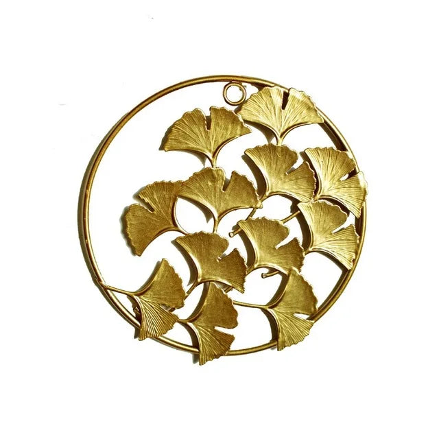 Ginkgo Leaf Metal Wall Decor Pendants Wrought Iron Wall Hanging Ornament Retro Nordic Room Decor Home Decoration Accessories Pi-Mart