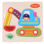 Baby Toys Wooden 3D Puzzle Cartoon Animal Intelligence Kids Educational Brain Teaser Children Tangram Shapes Learning - SJB-DIAMOND ELITES