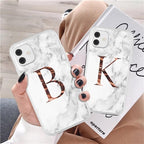 White A-Z Marble Texture Phone Cover For Iphone 12 Mini Soft Silicone Back Case Solid Name Phone Case Luxury Screen Camera Protection Shockproof Soft Cover Stevvex
