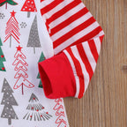 Newborn Baby Girl/Boys Christmas Long Sleeve Round Neck  Tree print Romper for Infant In New Year Design