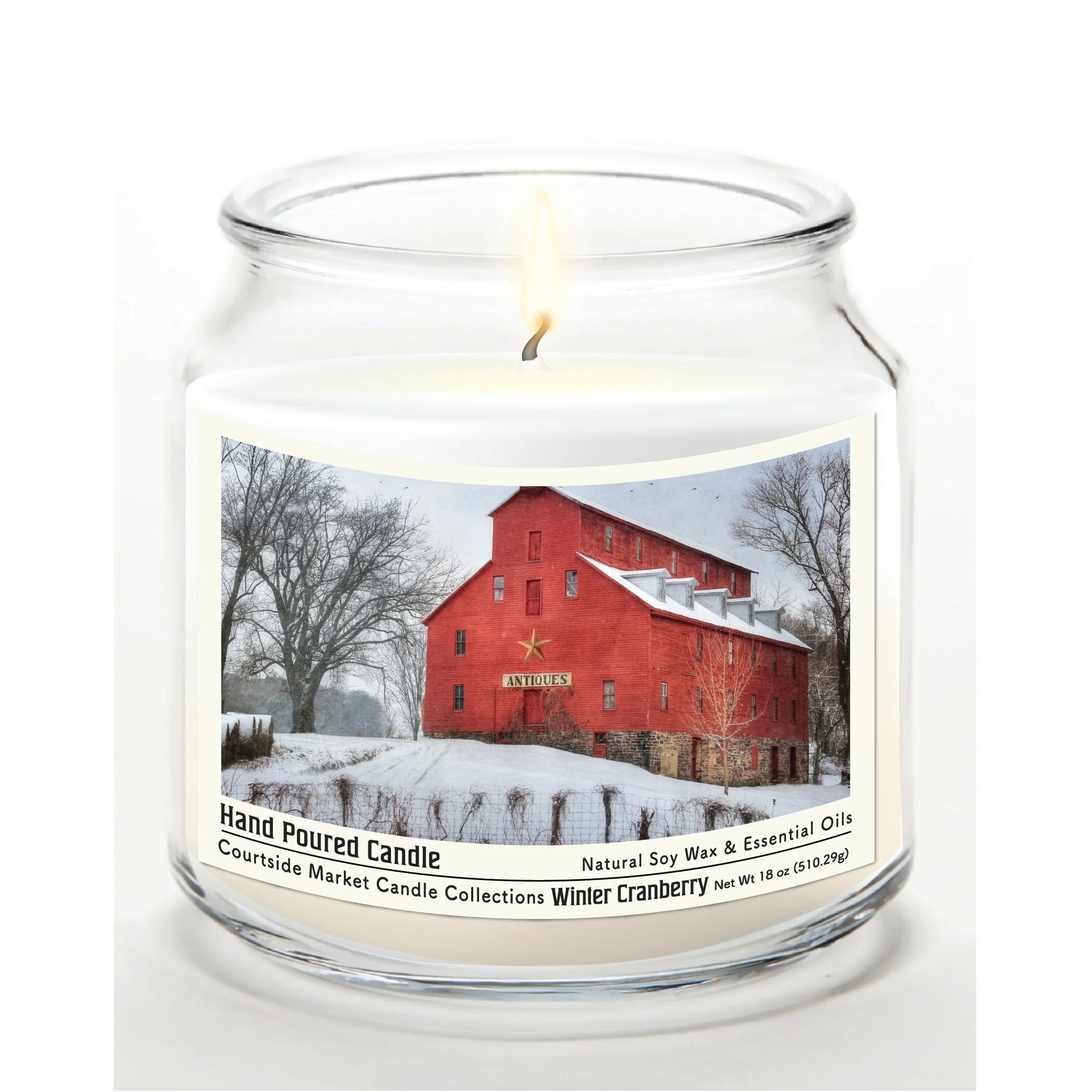 TD Courtside Market Snow Scented Candle Glass Jar with Glass Lid for Farm Decor Lootquake LLC