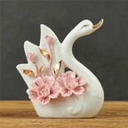2PCS Swan Statue Pretty Creative Swan Sculpture Figurines Ceramic Crafts Art Home Decoration Accessories1 Pair Wedding Gift Lootquake LLC
