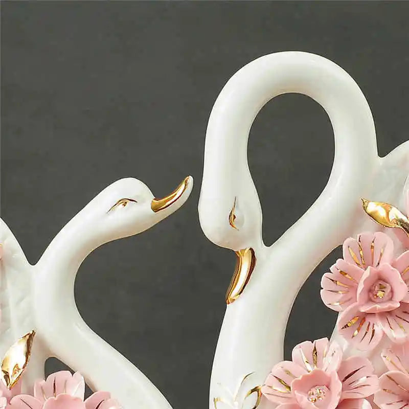 2PCS Swan Statue Pretty Creative Swan Sculpture Figurines Ceramic Crafts Art Home Decoration Accessories1 Pair Wedding Gift Lootquake LLC