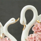 2PCS Swan Statue Pretty Creative Swan Sculpture Figurines Ceramic Crafts Art Home Decoration Accessories1 Pair Wedding Gift Lootquake LLC