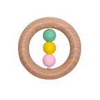 Modern Wooden Rattle Beech Bear Hand Teething Wooden Ring Baby Rattles Play Educational Toys For Kids