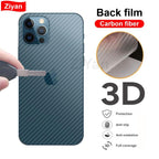2Pcs Carbon Fiber Matte Back Film For iPhone 14 13 12 Mini 11 Pro XR X XS Max 7 8 Plus SE3 Transparent Scratch Resistant Sticker Slim Fit Clear Transparent 3D Carbon Fiber Back Skin Rear Screen Guard Protector Sticker Stevvex