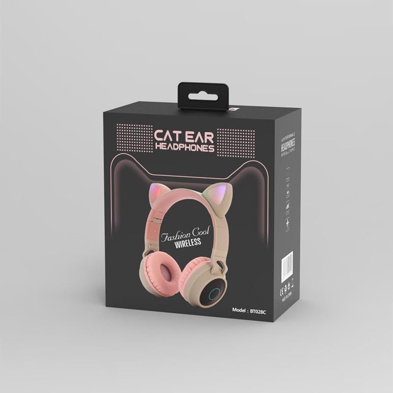 STEVVEX New Luxury Interesting LED Cat Ear Noise Cancelling Headphones Bluetooth 5.0  For Young People and  Kids Headset Support TF Card 3.5mm Plug With Mic - SJB-DIAMOND ELITES