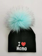 Newborn Cotton Hats Baby Pom Pom Childre Infant Hats For BabY Boys and Girls Wth Printed "I love mama " and " Design