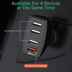30W 4 Ports Car Charger Quick Charge 3.0 Dual USB Adapter Fast Charging For Smartphones Car-Charger Gadgets