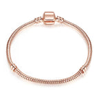 Luxury Modern High Quality Authentic Silver Color Snake Chain Fine Bracelet Fit European Charm Bracelet for Women With Heart and Star - SJB-DIAMOND ELITES
