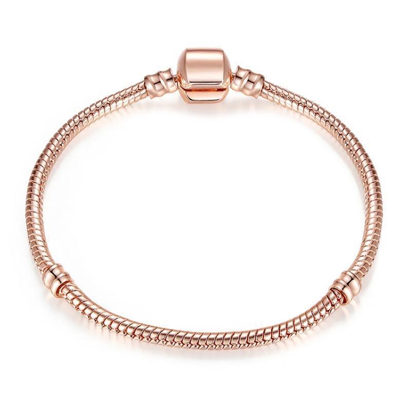Luxury Modern High Quality Authentic Silver Color Snake Chain Fine Bracelet Fit European Charm Bracelet for Women With Heart and Star - SJB-DIAMOND ELITES