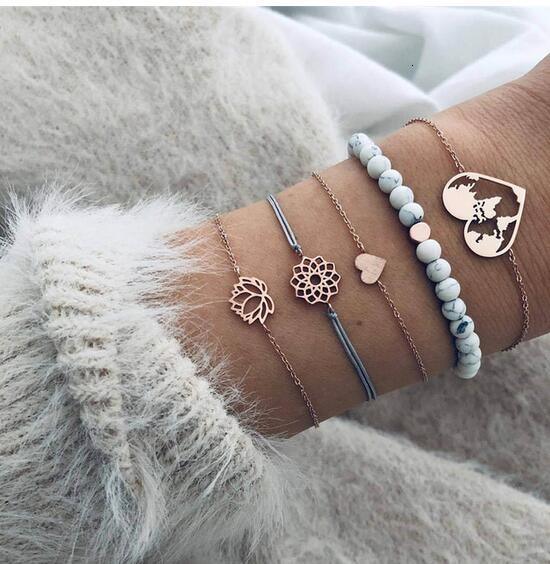 Boho Rose Map Bracelets & Bangles for Women Bohemian Round  Charm Bracelet Set Fashion Multilayer Accessories Luxury Jewelry - SJB-DIAMOND ELITES