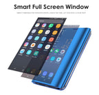 Smart Flip Phone Case For iPhone X XR XS 5 5S SE 7 8 6 6S Plus 11 12 13 Mini Pro Max 2020 Mirror Window Standing Holder Cover  Mirror Screen Smart Plating Case 360 Full Body Ultra Thin Intelligent Protective Case Stevvex