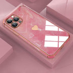 Luxury Shockproof Soft Case For iPhone 13 12 11 Pro Max XS XR X R 8 7 Plus iPhone12 12Pro iPhone11 Marble Texture Covers  Luxury Love Phone Case Cute Side Small Heart Pattern Soft Shockproof Full Lens Case for iPhone Stevvex
