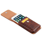 Universal Leather Case for iPhone Mens PU Leather Vertical Case with Belt Clip for iPhone Waist Pack Belt Clip Bag for 3.5-6.3" Mobile Phone Pouch Phone Cover Stevvex