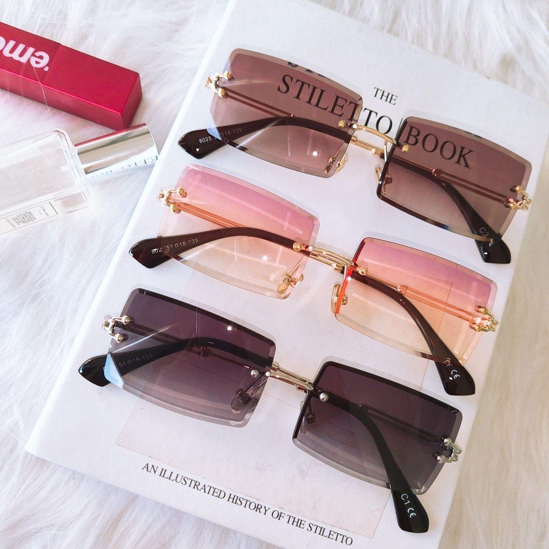 Fashion Rimless  Women Trendy Small Rectangle Sunglasses With High Quality metal frame And UV400 Protection - SJB-DIAMOND ELITES