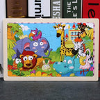 24 Slice Wood Puzzles Children Adults Vehicle Puzzles Wooden Toys Learning Education Environmental Assemble Educational Games For Kids and Babies