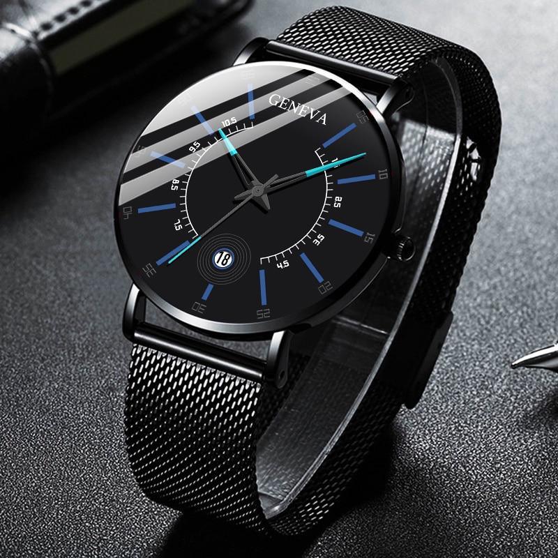 Men Watches Luxury Fashion Mens Business Watch Ultra Thin Stainless Steel Mesh Belt Quartz Wrist Watch For Men's and Boys - SJB-DIAMOND ELITES