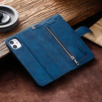 Business Blue New Cards Flip Leather Case For iPhone 14 13 12 11 Pro Max 10 X 6 6s 7 8 Plus XR XS Max Multifunctional Wallet Phone Case  Multi-Card Wallet Leather iphone Case Stevvex
