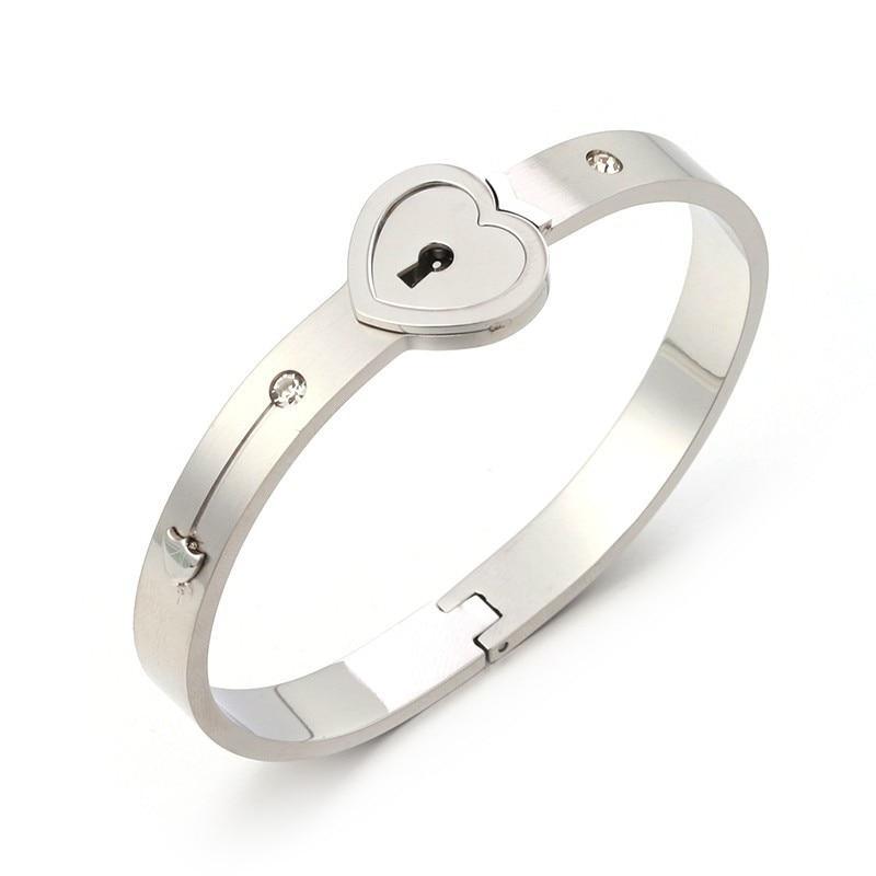 Fashion Concentric Lock Key Titanium Steel Stainless Steel Luxury Jewelry Bracelet and Necklace Couple Sets For Women - SJB-DIAMOND ELITES