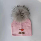 Newborn Cotton Hats Baby Pom Pom Childre Infant Hats For BabY Boys and Girls Wth Printed "I love mama " and " Design