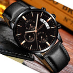 Watches men Fashion Sport Stainless Steel Case Leather Band watch Quartz Business Wristwatch For Men's and Boys - SJB-DIAMOND ELITES