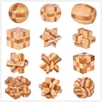 12 Style Brain Teaser 3D Wooden Interlocking Puzzles Game Toy Bamboo Small Size For Adults Kids - SJB-DIAMOND ELITES