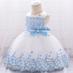 Leaf Embroidered Princess  Children Elegant Dress For Girls  Baby Wedding Dresses Unique Design